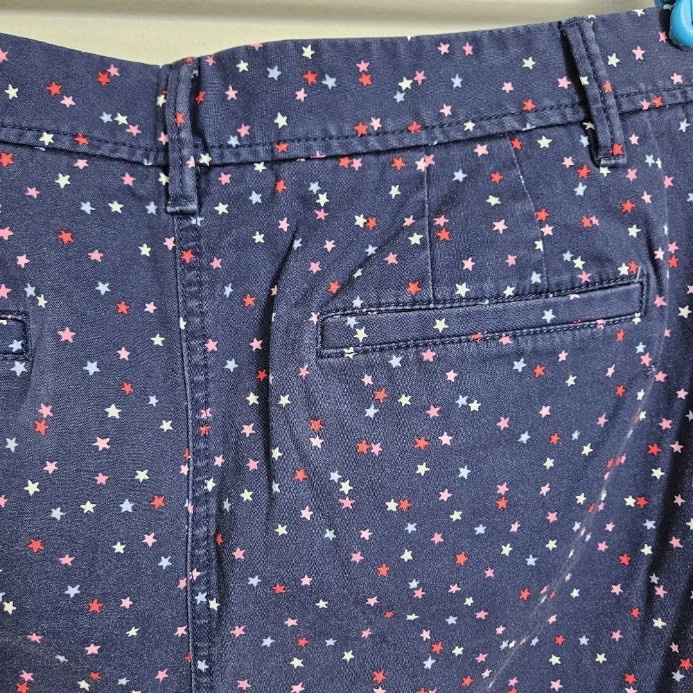 Talbots Women's Relaxed Chino Shorts Navy Mini Stars Size 14 - Picture 10 of 11